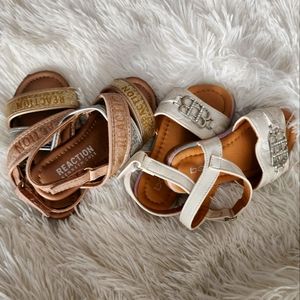 Kenneth Cole's Reaction gold silver bronze, Bebegirl white sliver